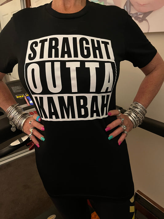 !! StraightOuttaKambah Black T-Shirt FRONT PRINT